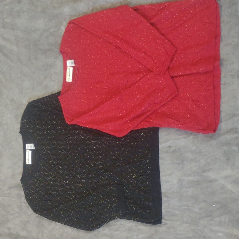 Alfred dunner sweaters  women's medium one black one red, gold tinsel